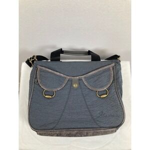Functional Jumeau Women Medium Grey Ripstop Crossbody Messenger Bag Multi-Pocket